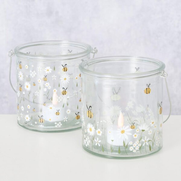 Boltze Home Collections Skleněný svícen Honey s motivem po celé ploše