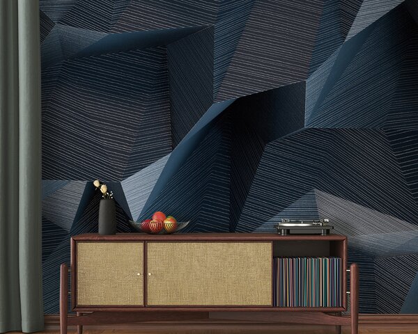 Fototapeta Geometrické vlny v odstínech modré, Geometrické 3D fototapety, Populární fototapety, u74292 - Tapeko.co.cz