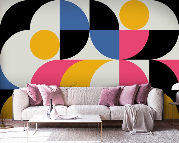 Fototapeta Barevné kruhy a čtverce, Geometrické 3D fototapety, Populární fototapety, u74293 - Tapeko.co.cz