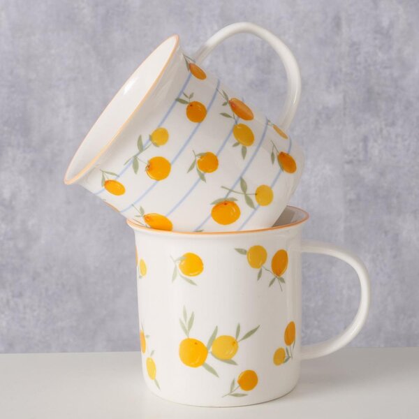 Boltze Home Collections Porcelánový hrníček Fruits s proužky