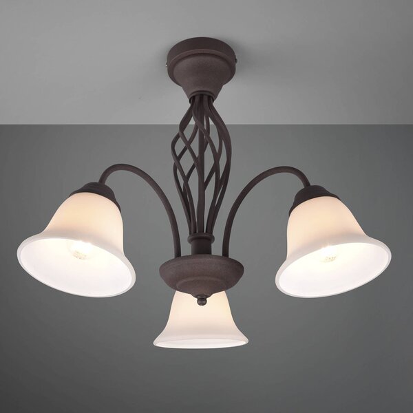 Trio Lighting Stropní světlo Rustica, rezavá, tři zdroje, stmívatelný, Hnědá / rez, Obývací pokoj / jídelna, kov, Starožitný