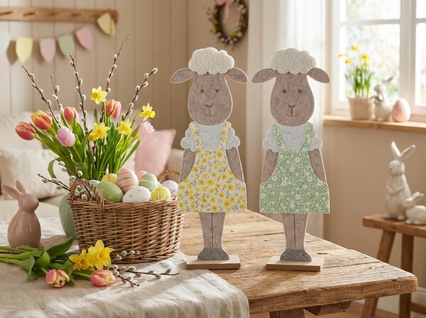 Velikonoční dekorace FELT SHEEP 50 cm - více barev Barva: Žlutá
