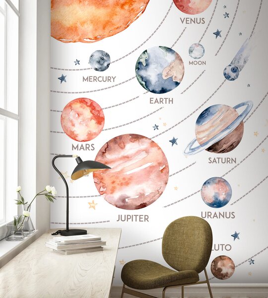 Fototapeta Akvarel planet a hvězd, Dětské fototapety, Populární fototapety, u74424 - Tapeko.co.cz