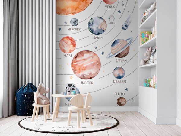 Fototapeta Akvarel planet a hvězd, Dětské fototapety, Populární fototapety, u74424 - Tapeko.co.cz