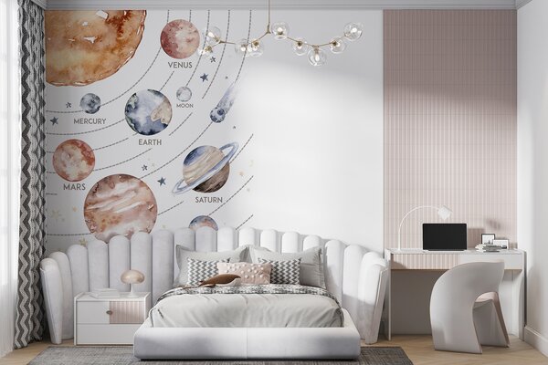 Fototapeta Akvarel planet a hvězd, Dětské fototapety, Populární fototapety, u74424 - Tapeko.co.cz