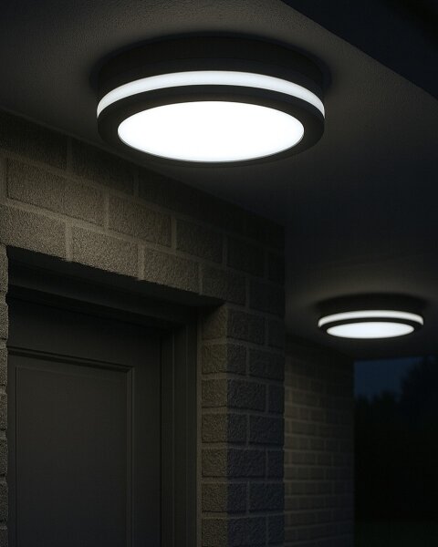 LED Stropní svítidlo se senzorem pohybu LED/20W/230V 3000/4000/6500K IP54 antr