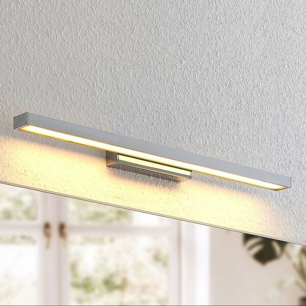 Lindby LED zrcadlové světlo Alenia, 60 cm, chrom, hliník, IP44, Chrom / stříbro, Koupelna, Hliník, Moderní