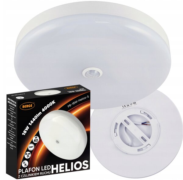 BERGE LED stropní svítidlo s pohybovým senzorem 18W - IP40 - neutrální barva