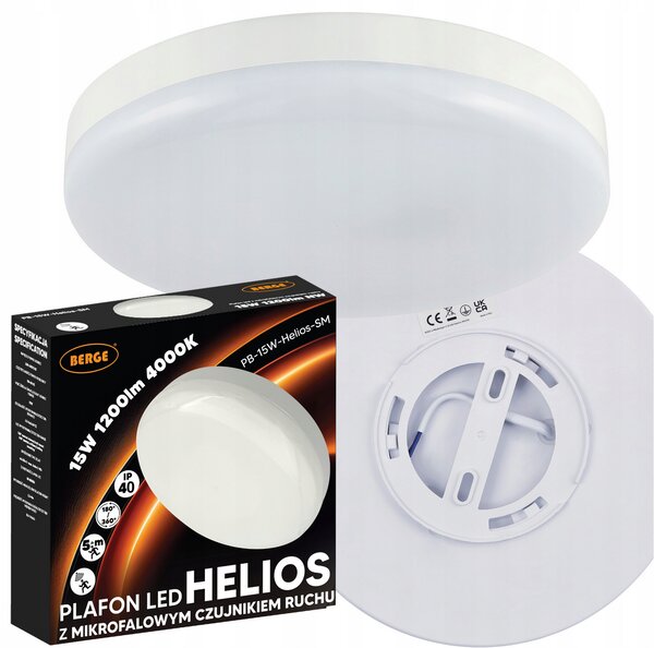 BERGE LED stropní svítidlo s pohybovým senzorem 15W - IP40 - neutrální barva
