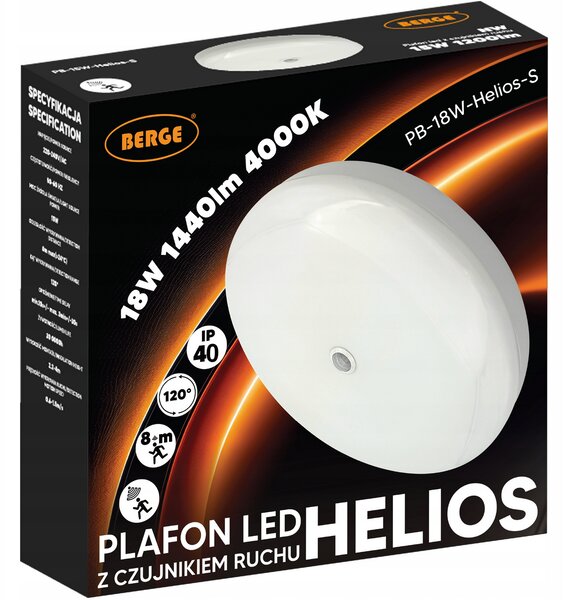 BERGE LED stropní svítidlo s pohybovým senzorem 18W - IP40 - neutrální barva