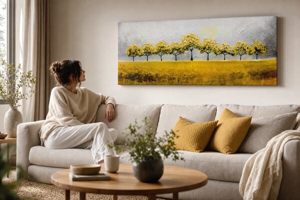 Ručně malovaný obraz na stěnu STROMY 1 kus - 120x50 cm / Klasický 2 cm