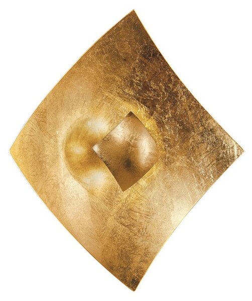 Nástěnné svítidlo Quadrangolo s plátkovým zlatem, 18 x 18 cm