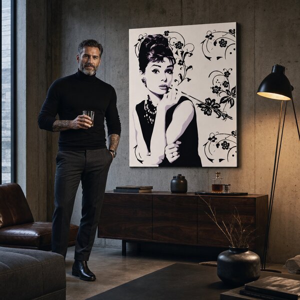Ručně malovaný obraz Audrey Hepburn ah5 v stylu POP Art - 60x80 cm