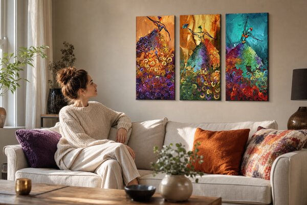 Ručně malovaný obraz na stěnu TANEČNÍCI - 90x70 cm / Klasický 2 cm