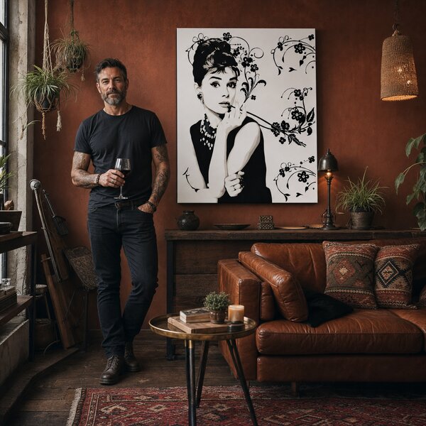 Ručně malovaný obraz Audrey Hepburn ah6 v stylu POP Art - 60x80 cm