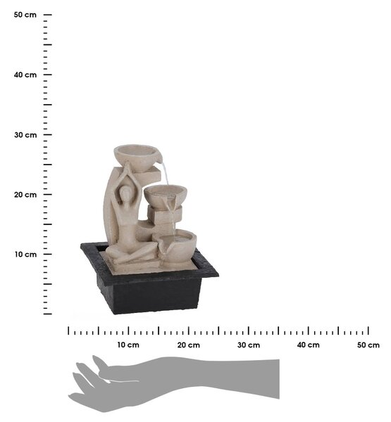 Zahradní fontána s osvětlením Yogi3, 21,5x18x28,5 cm, polistone, béžová
