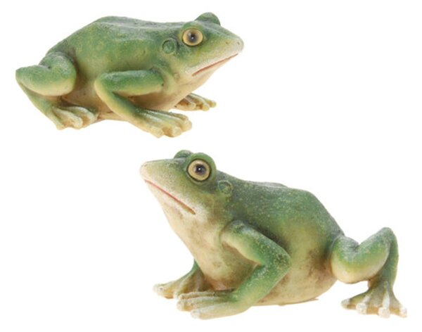 Zahradní figurka z polistone Frog, sada 2ks, 5 cm, zelená