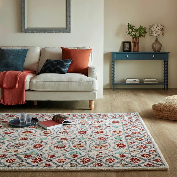 TKANÝ KOBEREC, 160/230 cm krémová, červená Flair Rugs - Online Only koberce & rohožky, Online Only
