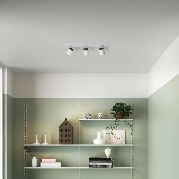 Philips Runner LED stropní svítidlo bílé 3-žár., Bílá / opál, Obývací pokoj / jídelna, kov, Moderní
