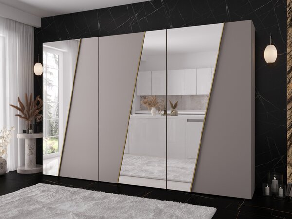 Skříň se zrcadlem Grelipt 3L 300 cm, Barva: dub artisan / dub artisan + černá 5903211528835