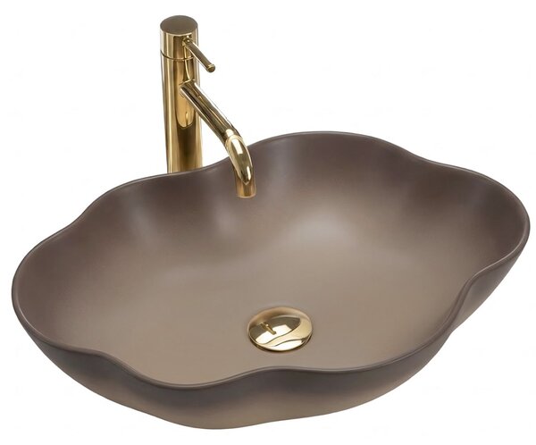 Rea Pearl, umyvadlo na desku 505x380x135 mm, béžová-hnědá-Ombre, REA-U0629