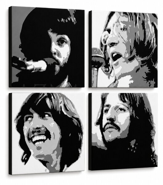 Ručně malovaný obraz POP Art BEATLES 4 dílná bea4 - 60x60 cm