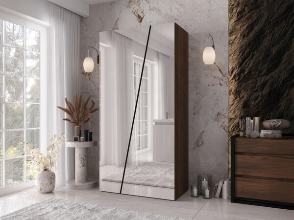 Šatní skříň se zrcadlem Grelipt 2L 100 cm, Barva: černá 5903211528514