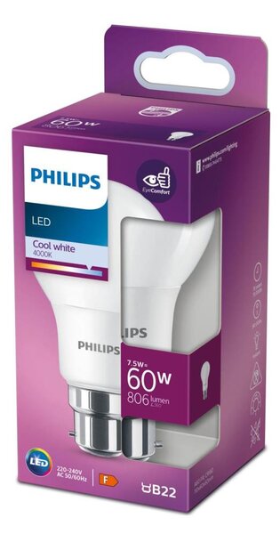 LED Žárovka Philips A60 B22/7,5W/230V 4000K