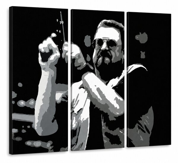 Ručně malovaný obraz POP Art Big Lebowski 3 díly modrý - 60x40 cm