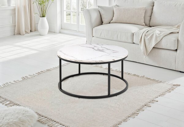 KONFERENČNÍ STOLEK, černá, bílá, kov, kompozitní dřevo, 80/80/40 cm MID.YOU - Konferenční stolky, Online Only