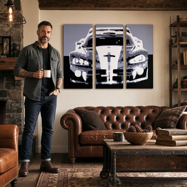 Ručně malovaný obraz POP Art Dodge Viper GTS 3dílná VIP - 60x40 cm