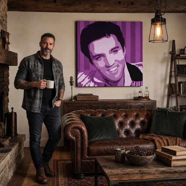 Ručně malovaný obraz POP Art Elvis Presley 1 kus el4 - 50x50 cm