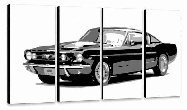 Ručně malovaný obraz POP Art Ford Mustang 4 díly fm - 120x60 cm