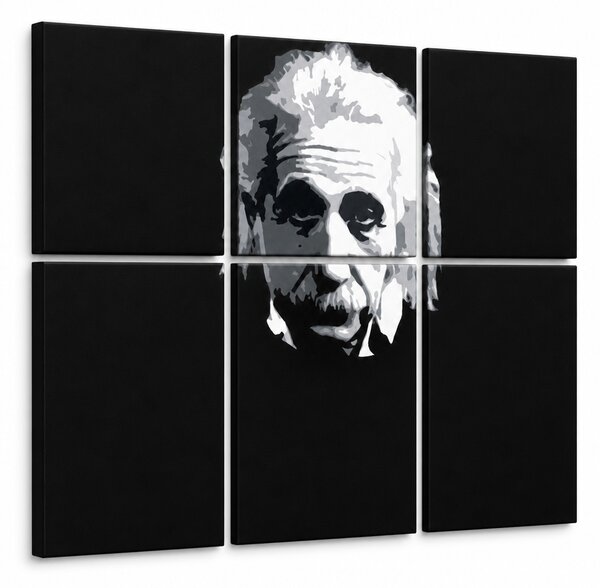 Ručně malovaný obraz POP Art Einstein 6 dílů Einstein - 90x60 cm