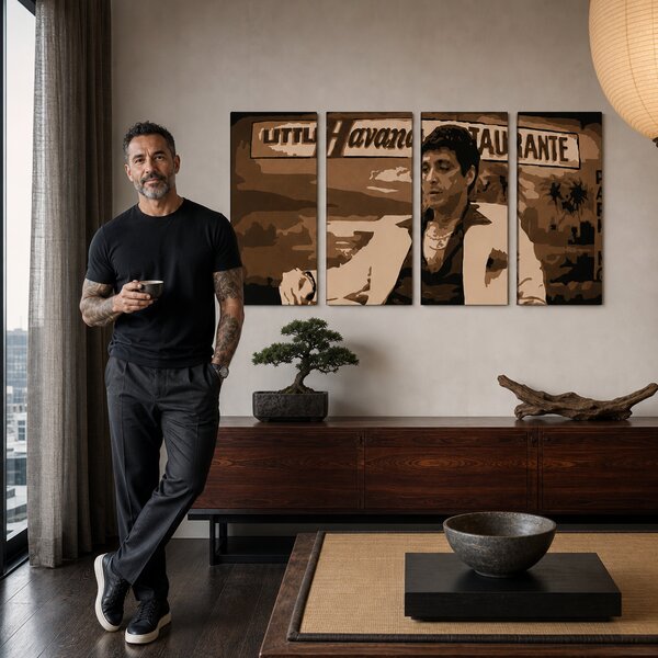 Ručně malovaný obraz POP Art HAVANA - AL PACINO 4 díly al17 - 120x60 cm