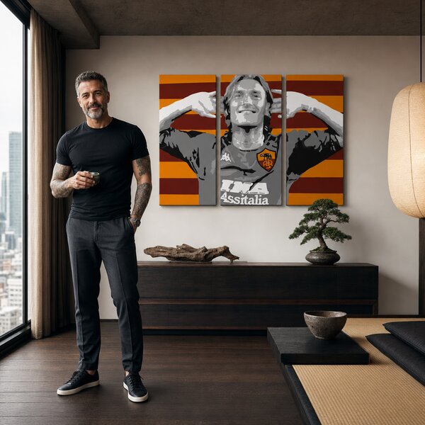 Ručně malovaný obraz POP Art Francesco Totti 3dílné dítě - 60x40 cm