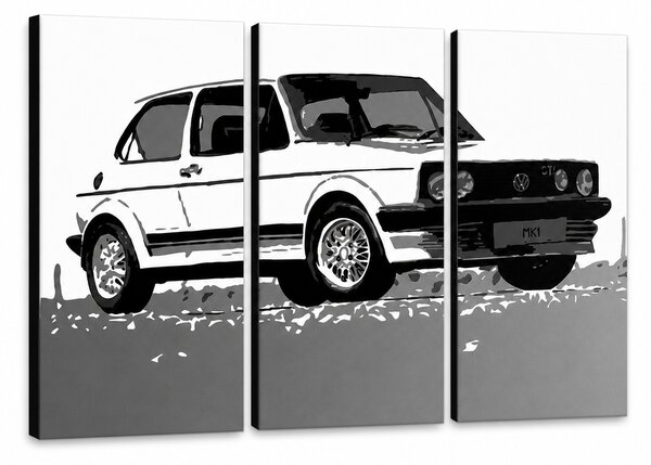 Ručně malovaný obraz POP Art GOLF 3dílná golfová figurka - 60x40 cm