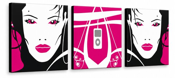 Ručně malovaný obraz POP Art I-GIRL 3 dílná sada - 120x40 cm