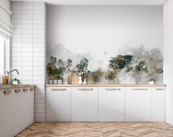 Fototapeta Akvarel stromů a mraků, Designové fototapety na zeď, Populární fototapety, u75377 - Tapeko.co.cz