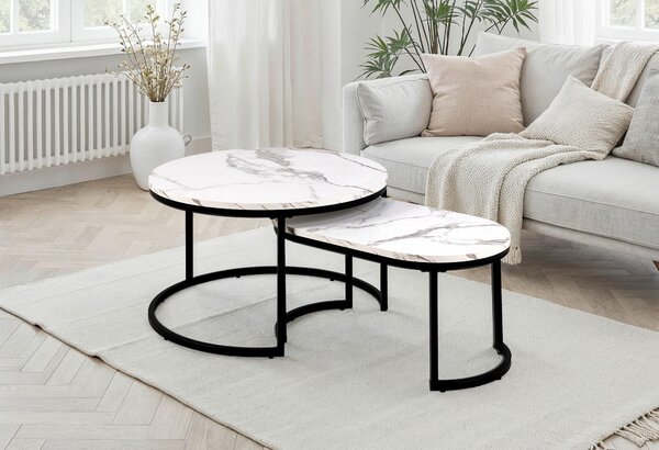 KONFERENČNÍ STOLEK, černá, bílá, kov, kompozitní dřevo, 70/42/70 cm MID.YOU - Konferenční stolky, Online Only
