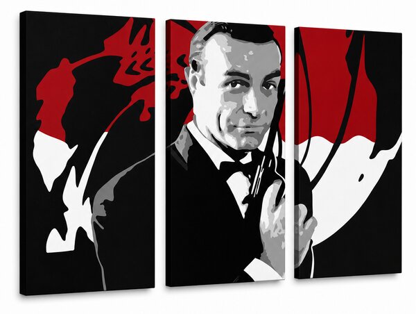 Ručně malovaný obraz POP Art James Bond 3 díly bond2 - 60x40 cm
