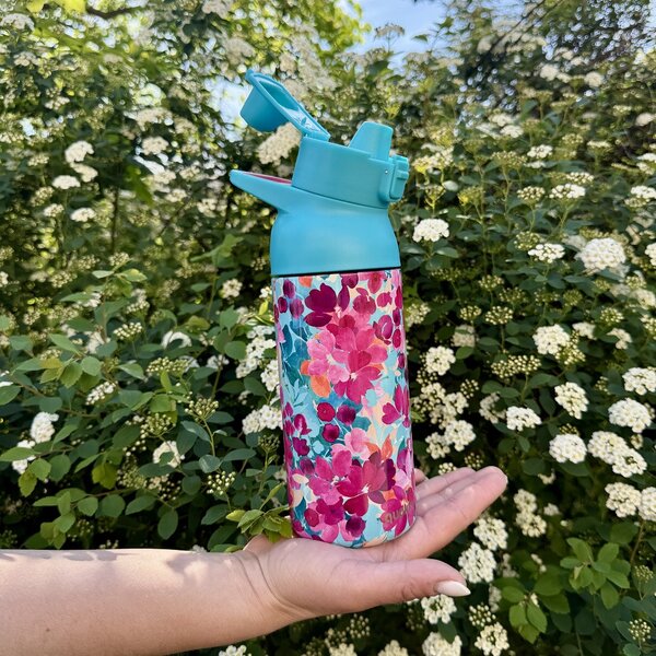 Nerezová sportovní láhev s pítkem Tide, 700ml, Quokka, floral jumble