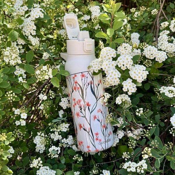 Nerezová sportovní láhev s pítkem Tide, 700ml, Quokka, wild flowers