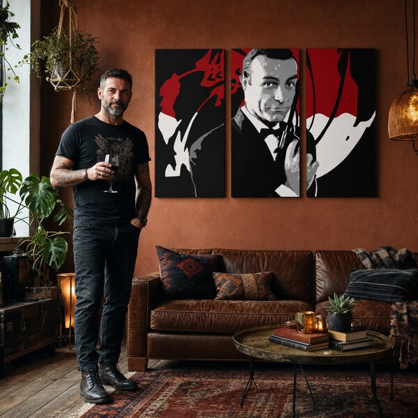 Ručně malovaný obraz POP Art James Bond 3 díly bond2 - 60x40 cm
