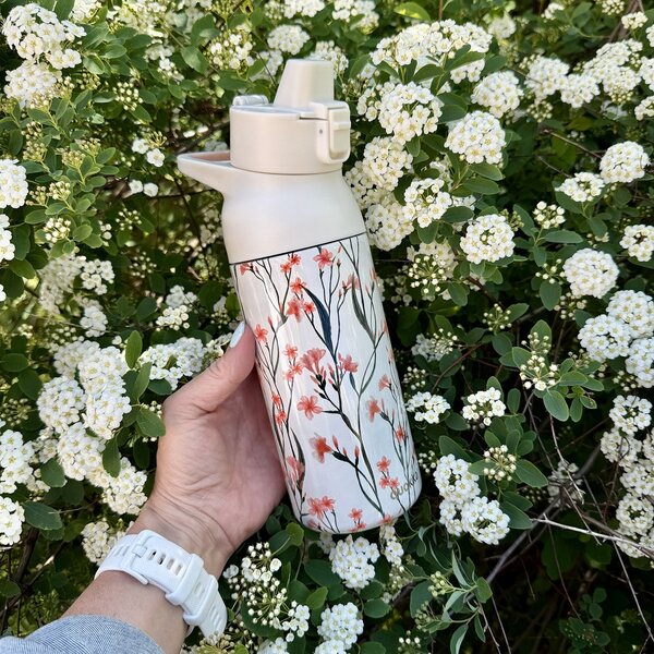 Nerezová sportovní láhev s pítkem Tide, 700ml, Quokka, wild flowers