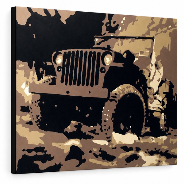 Ručně malovaný obraz POP Art JEEP 1 kus jeep - 60x40 cm