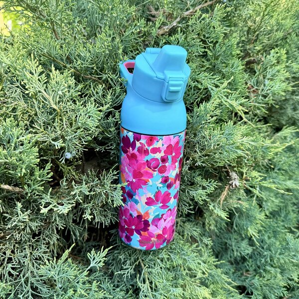 Nerezová sportovní láhev s pítkem Tide, 700ml, Quokka, floral jumble