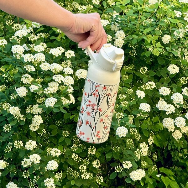 Nerezová sportovní láhev s pítkem Tide, 700ml, Quokka, wild flowers