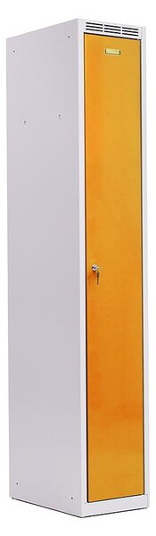 Kovová šatní skříň Trestles SS1M 1800x312x500 mm, 1 oddíl, žluté dveře Typ zámku: cylindrický, Podnož: nožky
