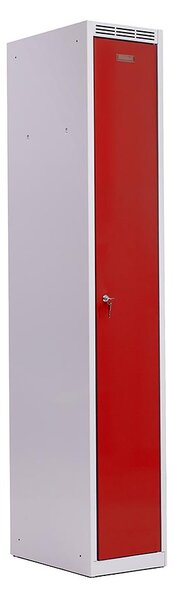 Kovová šatní skříň Trestles SS1M 1800x312x500 mm, 1 oddíl, červené dveře Typ zámku: cylindrický, Podnož: nožky